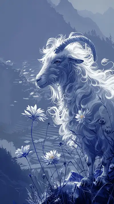 Dê Tâm Linh Phong Thủy - Hình Nền AI Art 4K