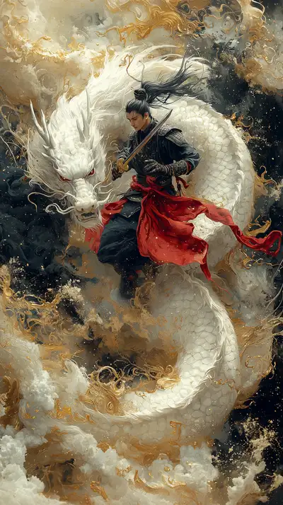 Rồng Trắng Huyền Thoại - Người Du Hành Trên Mây AI Art 4K