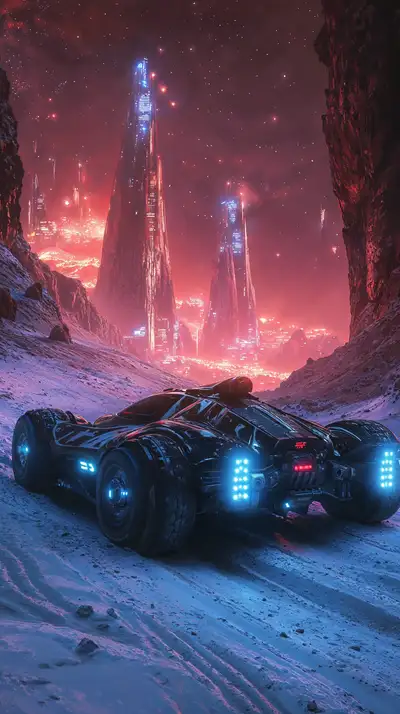 Xe Tương Lai Neon - Cảnh Phong Cảnh Cyberpunk AI Art 4K