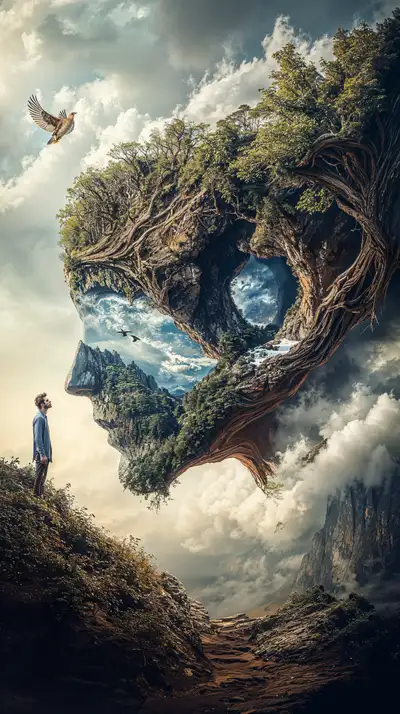 Đầu Óc Thiên Nhiên - Tư Tưởng Sâu Sắc Hình Nền AI Art