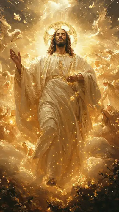 Thần Thánh Hào Quang Vàng - Hình Nền AI Art 4K