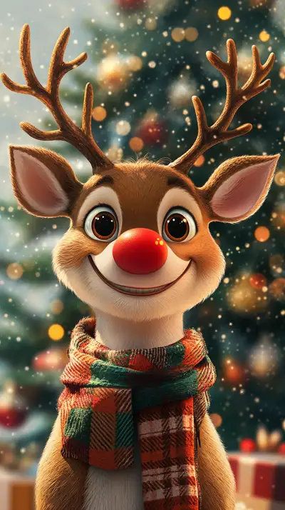 Tuần Lộc Rudolph Giáng Sinh - Hình Nền AI Art 4K