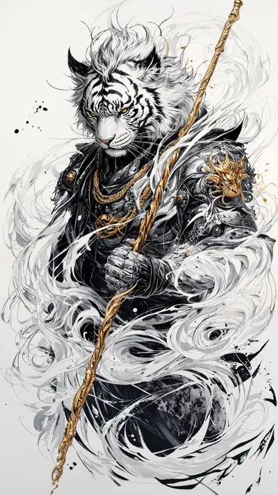 Hổ Linh Khí Vàng - Hình Nền AI Art 4K