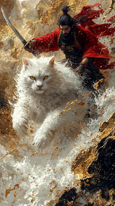 Samurai Trắng Bóng - Hình Nền AI Art Phong Thủy 4K