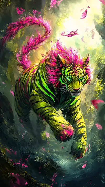 Hổ Cosmic Neon - Hình Nền AI Art 4K