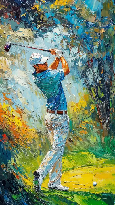 Golfer Swing Impressionist - Hình Nền AI Art 4K Thể Thao