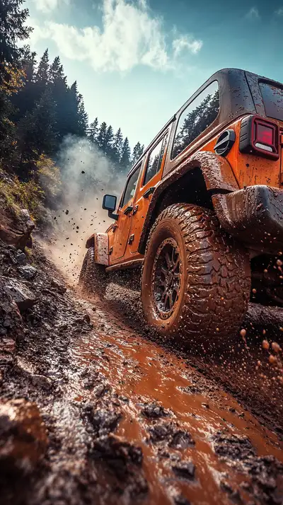 Jeep Cam Off-road Bùn - Hình Nền AI Art 4K
