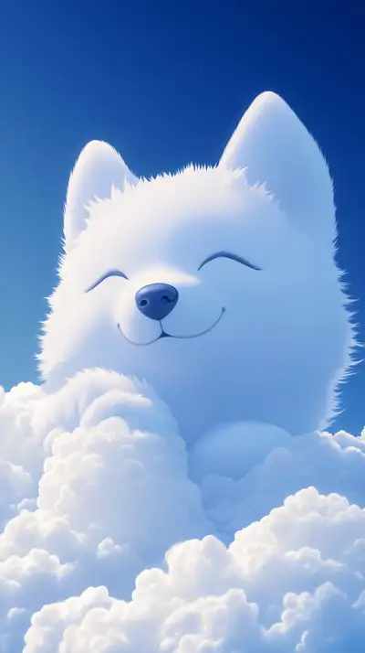Mèo Trắng Dễ Thương Trong Mây - Hình Nền AI Art 4K