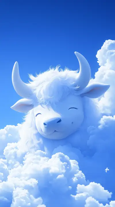 Trâu Mây Thiên Đường - Hình Nền AI Art Dreamy 4K