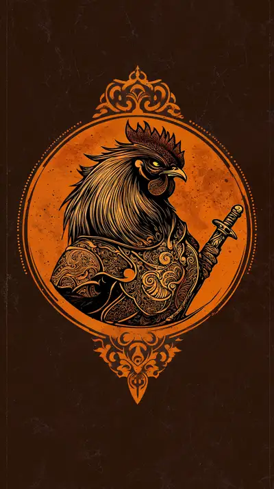 Gà Trống Vàng Phong Thủy - Hình Nền AI Art 4K