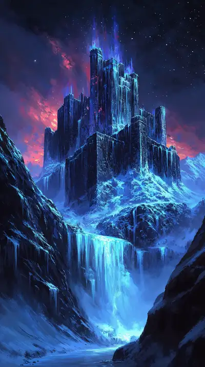 Lâu Đài Neon Cosmic — Hình Nền AI Art 4K