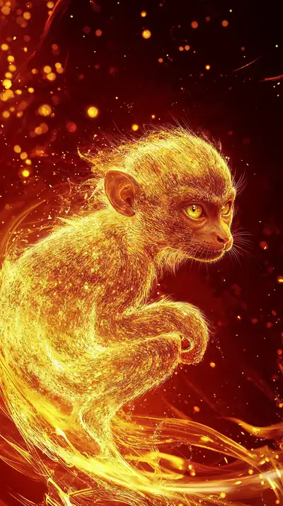 Con Khỉ Vàng Neon - Hình Nền AI Art 4K