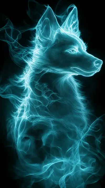 Chó Neon Xanh - Hình Nền AI Art Digital 4K