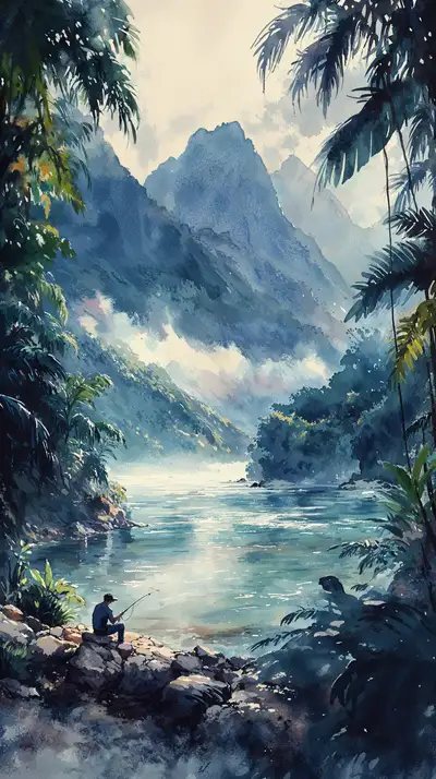 Thung Lũng Xanh Huyền Ảo - Hình Nền AI Art 4K