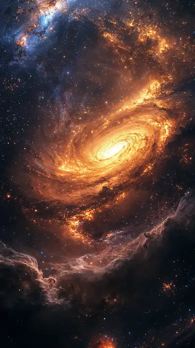 Thiên Hà Xoắn Vàng - Hình Nền Vũ Trụ AI Art 4K