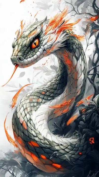 Rồng Huyền Thoại Lửa Cam - Hình Nền AI Art 4K