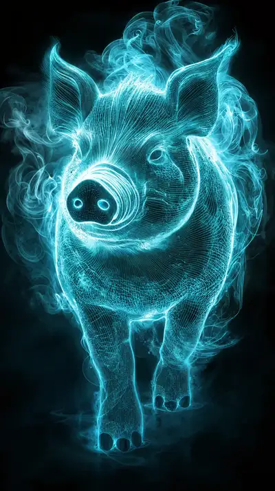 Heo Neon Phong Thủy - Hình Nền AI Art Cyberpunk 4K