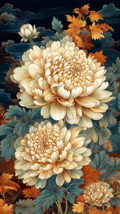 Hoa Mẫu Đơn Tranh Cổ Á Đông - Hình Nền AI Art 4K