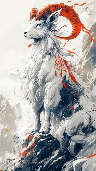 Dê Trắng Linh Thiêng - Tuổi Mùi Phong Thủy | Hình Nền AI Art 4K