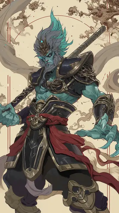 Nữ Chiến Binh Xanh Ngọc - Hình Nền Phong Thủy AI Art 4K