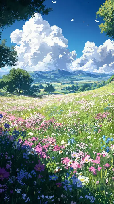 Bãi Hoa Dại Đầy Sắc Màu - Hình Nền AI Art Thiên Nhiên 4K