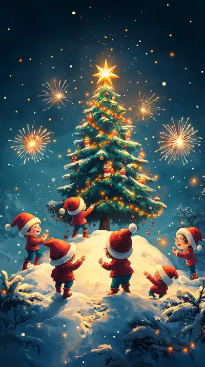 Cây Thông Noel Ấm Áp - Hình Nền AI Art Lễ Hội 4K