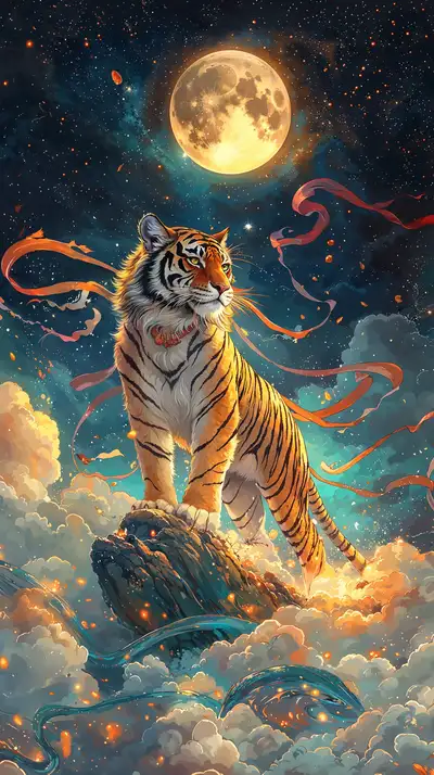 Hổ Vàng Tầng Mây - Hình Nền AI Art 4K