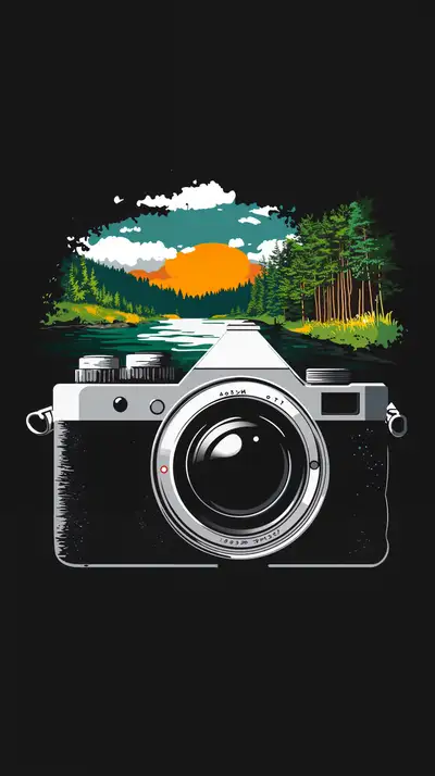 Máy Ảnh Phong Cảnh - Hình Nền AI Art Retro 4K