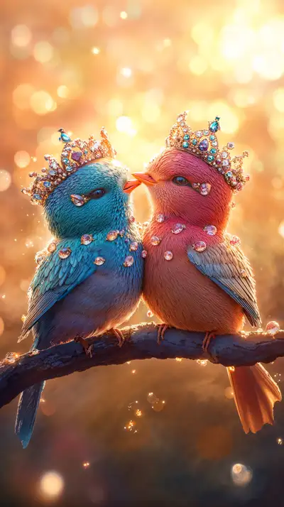 Chim Vàng Miện Lãng Mạn - Hình Nền AI Art 4K