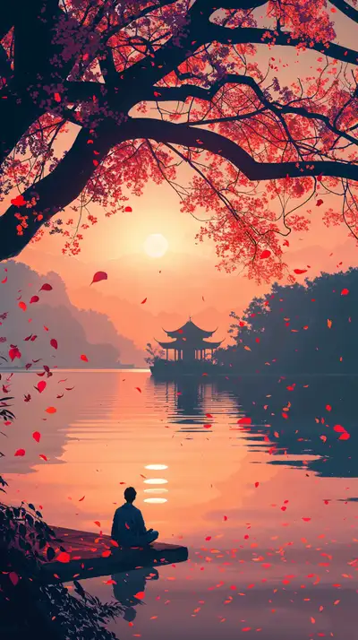 Hoàng Hôn Thiền Định - Hình Nền AI Art 4K