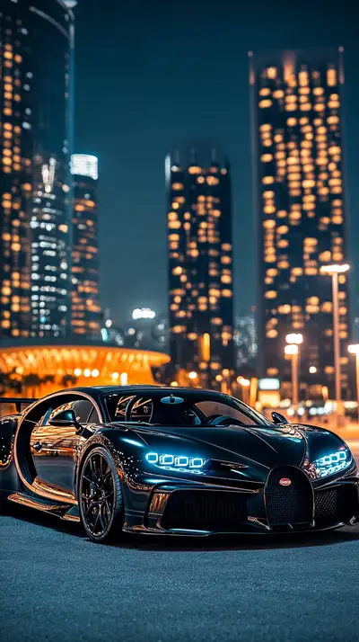 Bugatti Chiron Neon - Thành Phố Đêm AI Art 4K
