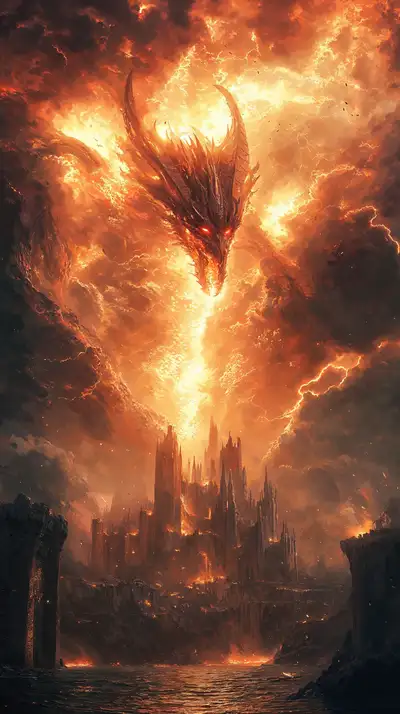 Quỷ Lửa Tàn Phá - Hình Nền AI Art Dark Fantasy 4K