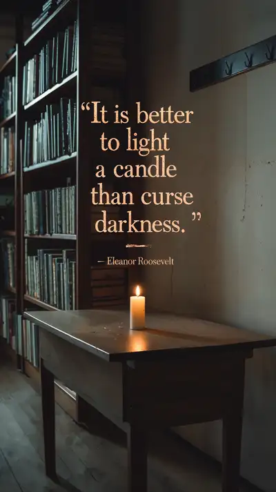 Nến Sáng Thư Viện - Quote Inspirational AI Art