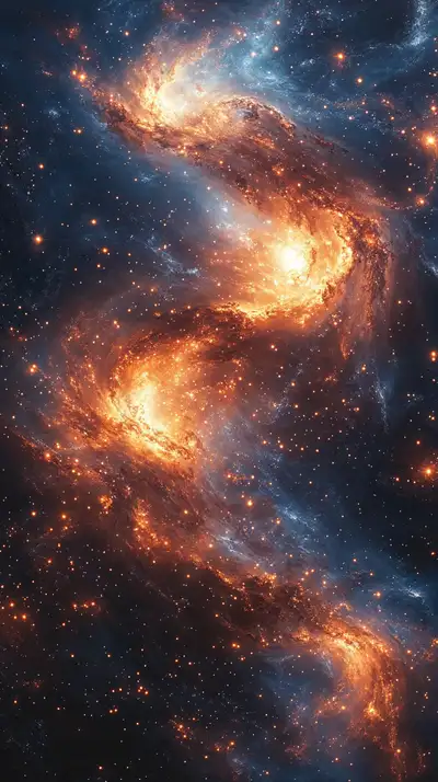 Galaxies Xoáy Vàng Vũ Trụ - Hình Nền AI Art Cosmic 4K