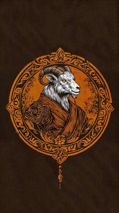 Dê Phong Thủy Vàng Cam - Hình Nền AI Art Trang Trí