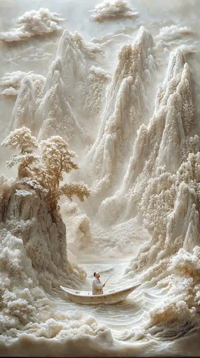 Tranh Sơn Thủy Á Đông - Hình Nền AI Art Yên Tĩnh 4K