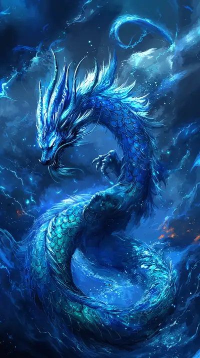 Rắn Xanh Neon Cosmic - Hình Nền AI Art 4K