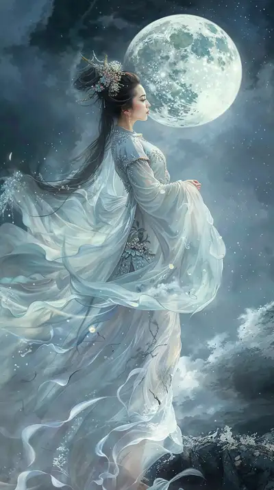 Nữ Thần Mặt Trăng - Hình Nền Fantasy AI Art 4K