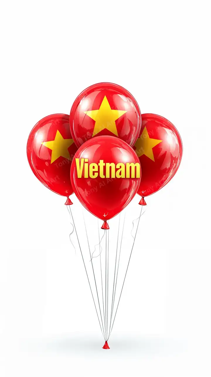 Bóng Bay Cờ Việt Nam - Hình Nền AI Art Lễ Hội 4K