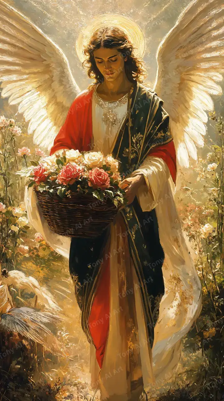 Thiên Thần Hoa Hồng - Hình Nền AI Art 4K Phong Thủy