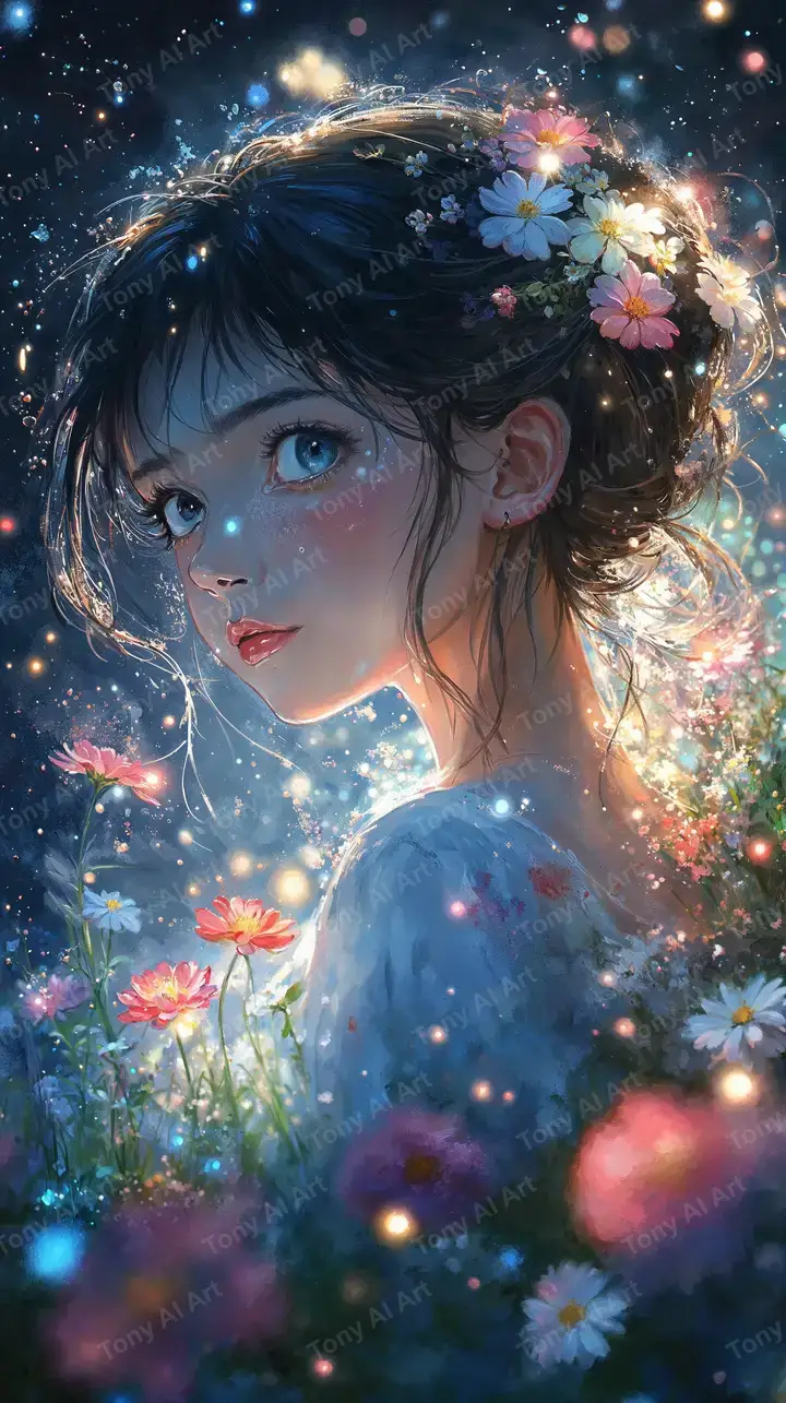 Cô Gái Vũ Trụ - Hình Nền AI Art Cosmic Dreamy 4K