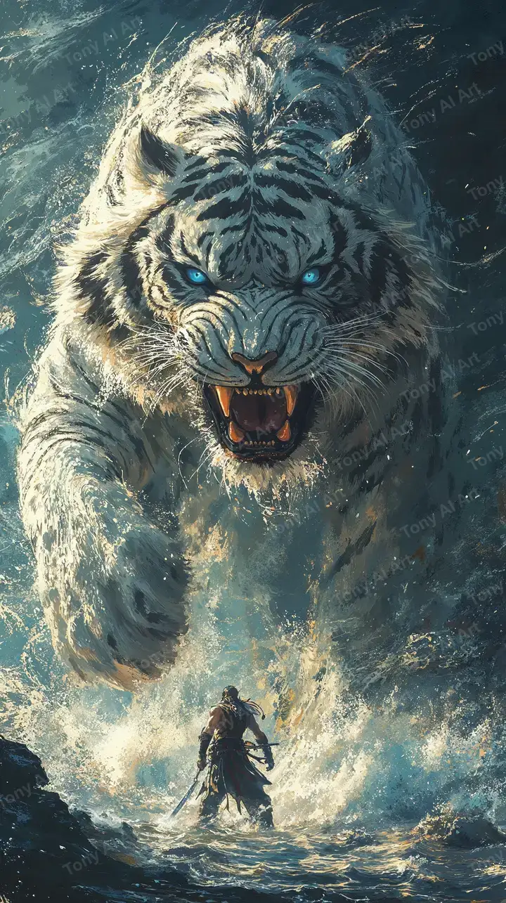 Hổ Khổng Lồ Huyền Thoại - Hình Nền AI Art Hành Động 4K