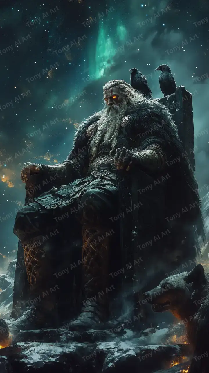 Hiền Nhân Ma Thuật Với Bắc Cực Quang - Hình Nền AI Art 4K