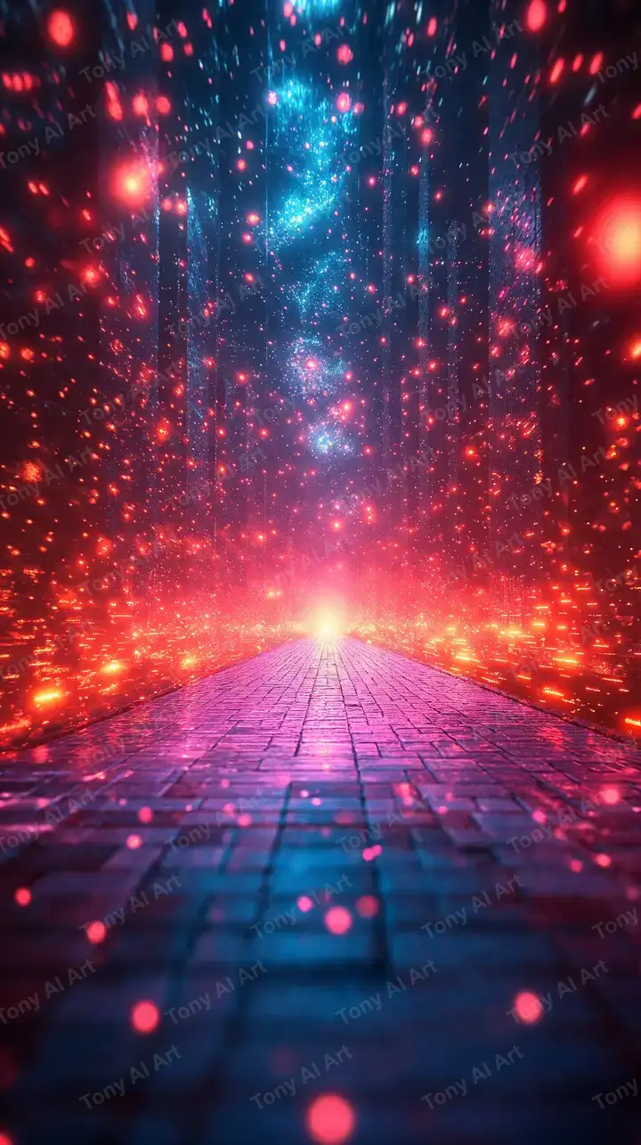 Con Đường Neon Công Nghệ - Hình Nền AI Art Cyberpunk 4K