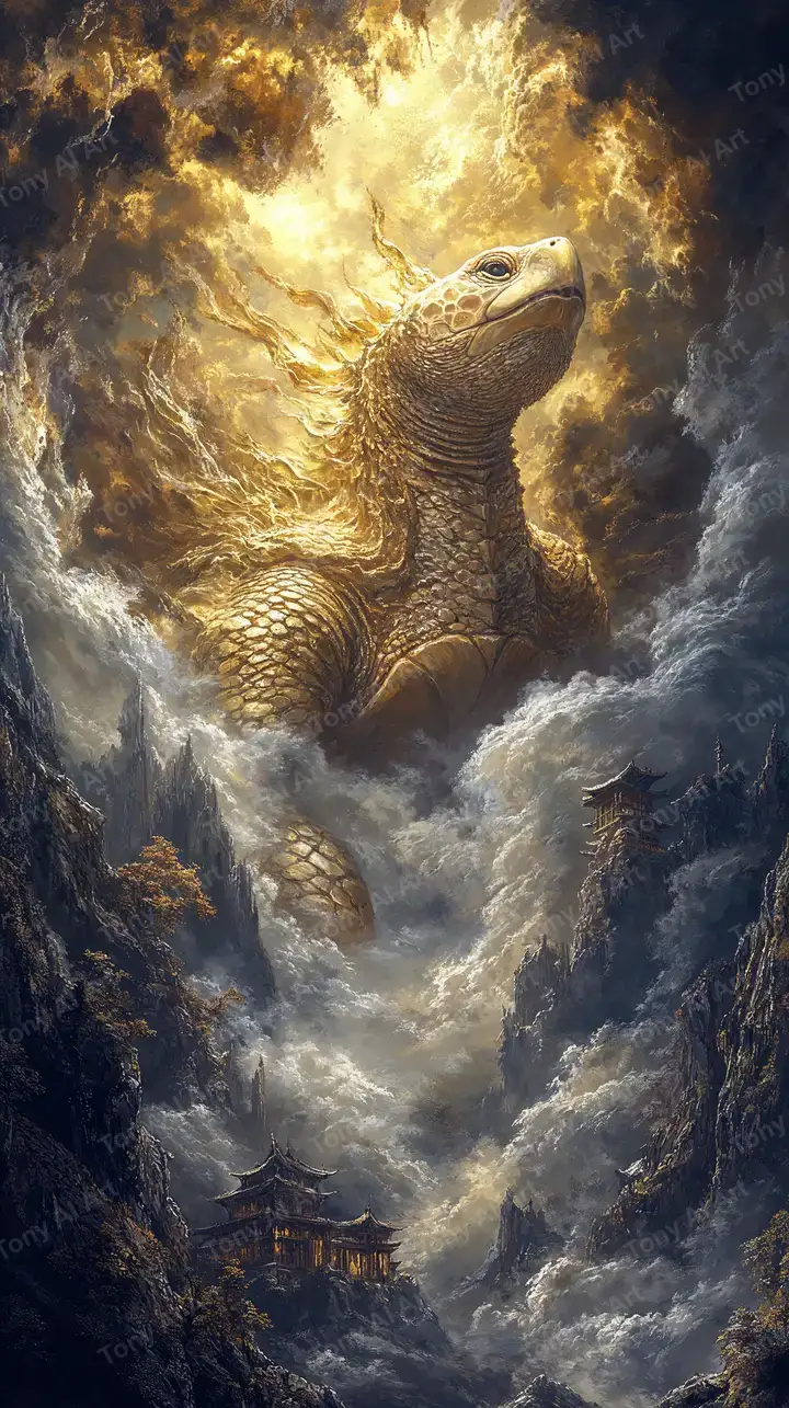 Rồng Vàng Thần Thoại - Hình Nền AI Art 4K