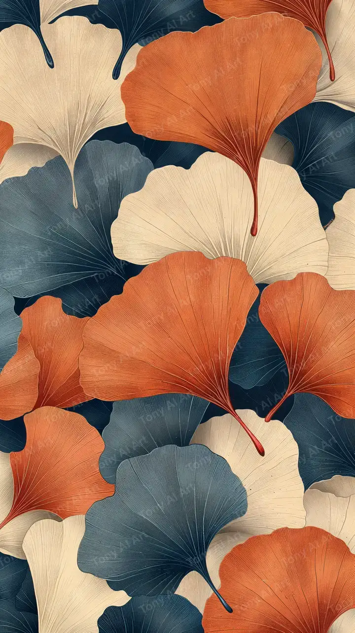 Lá Ginkgo Cam Xanh - Hình Nền Botanical AI Art 4K