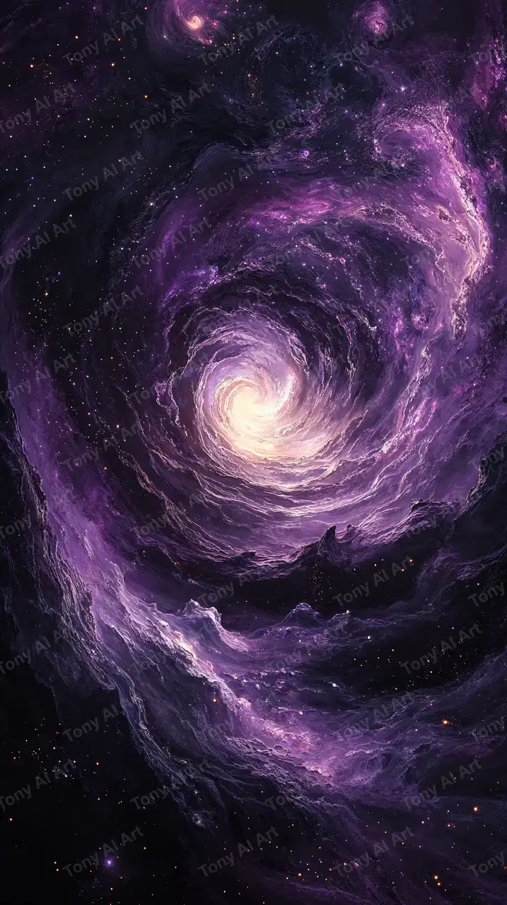 Xoáy Thiên Hà Tím - Hình Nền AI Art Cosmic 4K