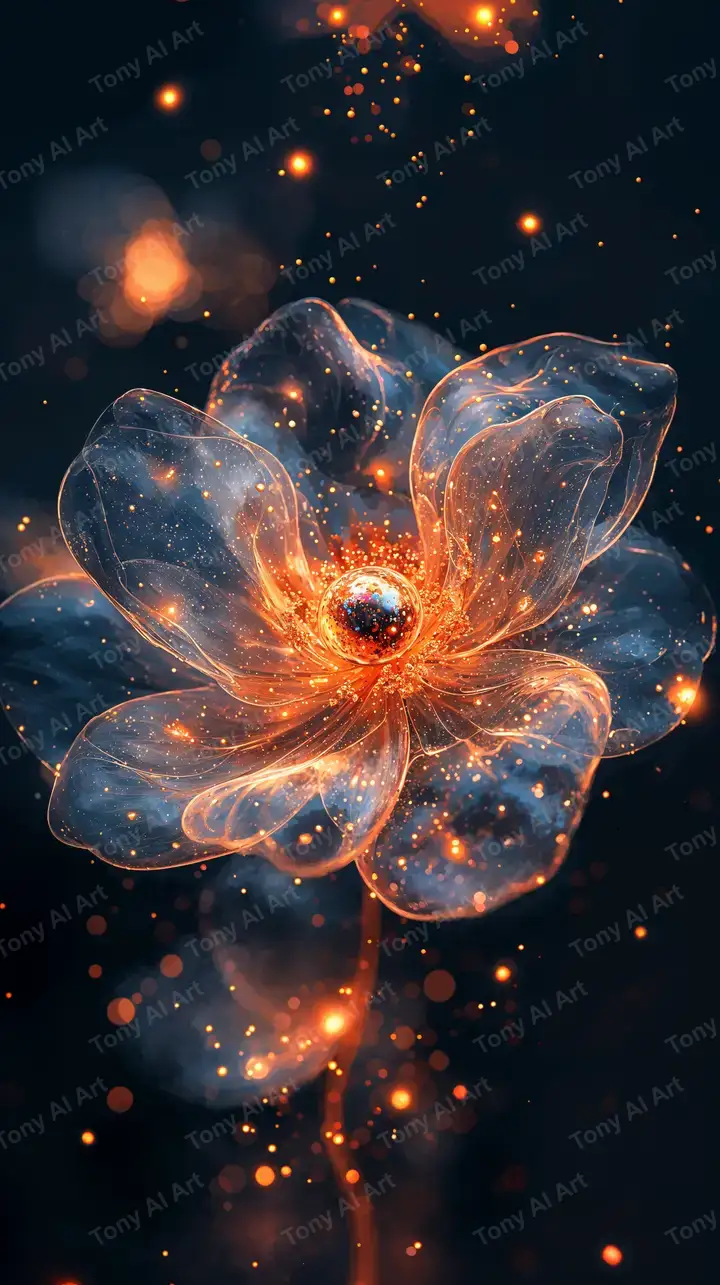 Hoa Neon Cosmic - Hình Nền AI Art Phong Thủy 4K