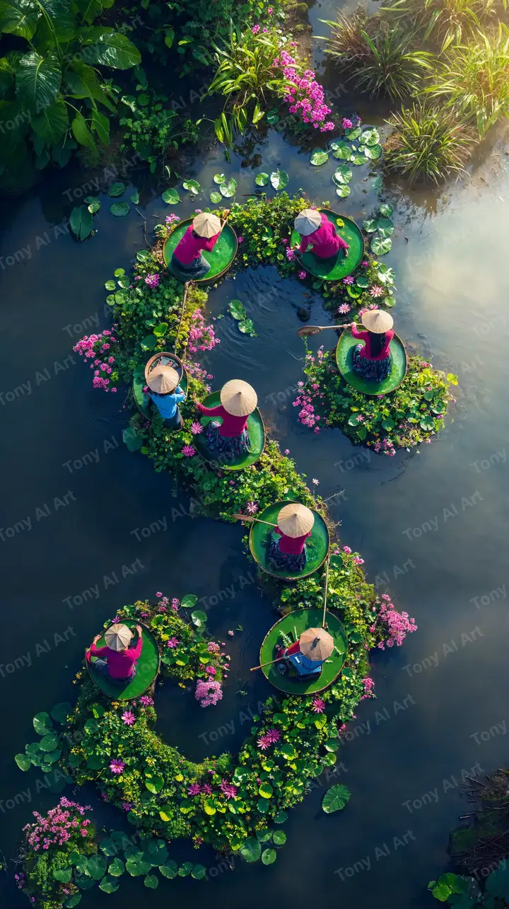 Đảo Nổi Hình 8 - Hôn Nhân Thiên Đường Nhiệt Đới AI Art 4K