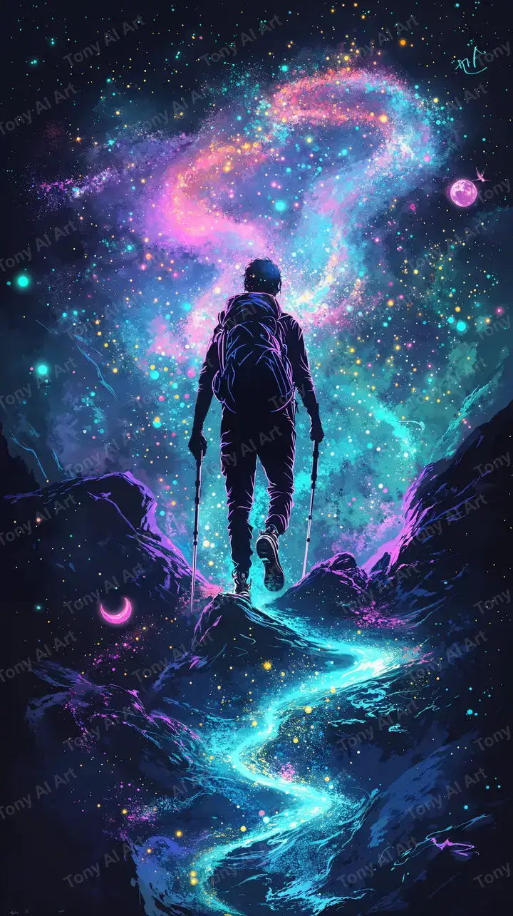 Nhân Vật Cosmic - Hình Nền AI Art 4K Neon Space